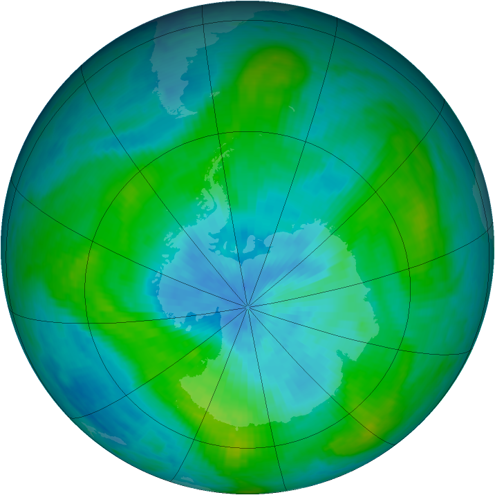 Antarctic ozone map for 28 February 1981
